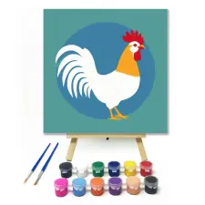 Számfestő.hu Kakas - gyerek számfestő készlet – 40×40 cm (Keretre feszítve) kreatív és készségfejlesztő
