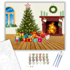 Számfestő.hu Karácsonyfa- számfestő készlet – 40×50 cm (Keretre feszítve) kreatív és készségfejlesztő