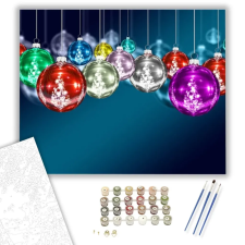 Számfestő.hu Karácsonyi gömbök - számfestő készlet – 60×70 cm (Keretre feszítve) kreatív és készségfejlesztő