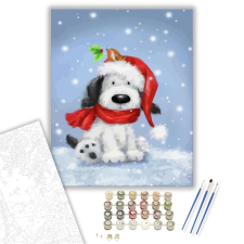 Számfestő.hu Karácsonyi kutyus - számfestő készlet – 40×50 cm (Keretre feszítve) kreatív és készségfejlesztő
