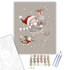 Számfestő.hu Karácsonyi manó - számfestő készlet – 40×50 cm (Keretre feszítve) kreatív és készségfejlesztő