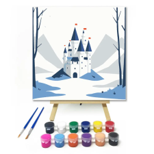 Számfestő.hu Kastély télen - gyerek számfestő készlet – 50×50 cm (Keretre feszítve) kreatív és készségfejlesztő