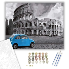 Számfestő.hu Kék autó a Kolosszeumnál - számfestő készlet – 80×100 cm (Keret nélkül) kreatív és készségfejlesztő