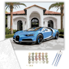 Számfestő.hu Kék Bugatti Chiron a Modern Villánál - számfestő készlet – 40×50 cm (Keretre feszítve)