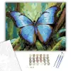 Számfestő.hu Kék Morpho Pillangó Esőerdei Fán - számfestő készlet – 80×100 cm (Keret nélkül)