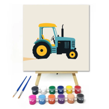 Számfestő.hu Kék traktor - gyerek számfestő készlet – 30×30 cm (Keret nélkül) kreatív és készségfejlesztő