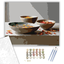 Számfestő.hu Kerámia Tálak Lebegő Virágszirmokkal - számfestő készlet – 40×50 cm (Keretre feszítve) kreatív és készségfejlesztő