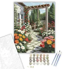 Számfestő.hu Kerti Gerberák és Margaréták - számfestő készlet – 50×60 cm (Keretre feszítve) kreatív és készségfejlesztő
