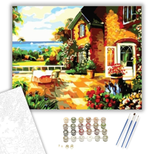 Számfestő.hu Kerti Terasz - számfestő készlet – 40×50 cm (Keretre feszítve) kreatív és készségfejlesztő