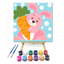 Számfestő.hu Kis Nyuszi Répával - gyerek számfestő készlet – 30×30 cm (Keret nélkül) kreatív és készségfejlesztő