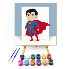 Számfestő.hu Kis superman - gyerek számfestő készlet – 30×30 cm (Keretre feszítve) kreatív és készségfejlesztő