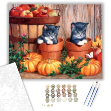 Számfestő.hu Kiscicák a Cserepekben - számfestő készlet – 40×50 cm (Keretre feszítve) kreatív és készségfejlesztő