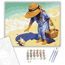 Számfestő.hu Kislány a Parton - számfestő készlet – 40×50 cm (Keretre feszítve) kreatív és készségfejlesztő