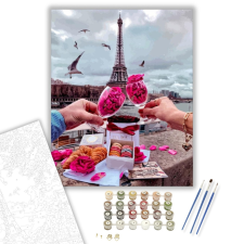 Számfestő.hu Koccintás Párizsban - számfestő készlet – 40×50 cm (Keretre feszítve) kreatív és készségfejlesztő