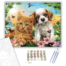 Számfestő.hu Kölykök a réten - számfestő készlet – 40×50 cm (Keretre feszítve) kreatív és készségfejlesztő