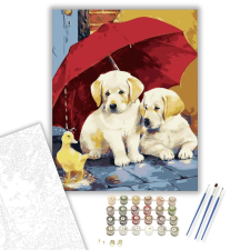 Számfestő.hu Kölyök ismerkedés - számfestő készlet – 40×50 cm (Keretre feszítve) kreatív és készségfejlesztő