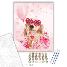 Számfestő.hu Kutya rózsaszínben - számfestő készlet – 40×50 cm (Keretre feszítve) kreatív és készségfejlesztő