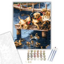 Számfestő.hu Kutyák És Kacsák - számfestő készlet – 40×50 cm (Keretre feszítve) kreatív és készségfejlesztő
