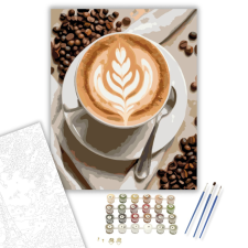 Számfestő.hu Latte Art Kávécsésze - számfestő készlet – 40×50 cm (Keretre feszítve) kreatív és készségfejlesztő