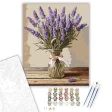Számfestő.hu Levendulacsokor Rusztikus Asztalon - számfestő készlet – 40×50 cm (Keretre feszítve) kreatív és készségfejlesztő