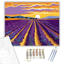 Számfestő.hu Levendulamezők Alkonyatkor - számfestő készlet – 80×100 cm (Keret nélkül) kreatív és készségfejlesztő