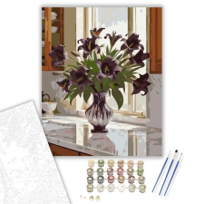 Számfestő.hu Lila Liliomok Kristályvázában - számfestő készlet – 80×100 cm (Keret nélkül) kreatív és készségfejlesztő