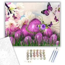 Számfestő.hu Lila Tojások - húsvéti számfestő készlet – 40×50 cm (Keretre feszítve) kreatív és készségfejlesztő