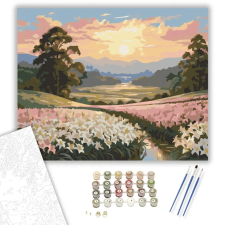 Számfestő.hu Liliommező Naplementében - számfestő készlet – 50×60 cm (Keretre feszítve) kreatív és készségfejlesztő