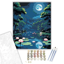 Számfestő.hu Lótusz Lámpások Holdfényes Éjszakán - számfestő készlet – 50×60 cm (Keret nélkül) kreatív és készségfejlesztő