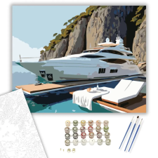 Számfestő.hu Luxusjacht a Sziklás Öbölben - számfestő készlet – 50×60 cm (Keretre feszítve) kreatív és készségfejlesztő