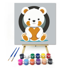 Számfestő.hu Maci Laci - gyerek számfestő készlet – 20×20 cm (Keretre feszítve) kreatív és készségfejlesztő