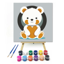 Számfestő.hu Maci Laci - gyerek számfestő készlet – 40×40 cm (Keretre feszítve) kreatív és készségfejlesztő