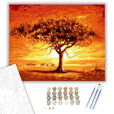Számfestő.hu Magányos Fa a Szavannán - számfestő készlet – 40×50 cm (Keretre feszítve) kreatív és készségfejlesztő