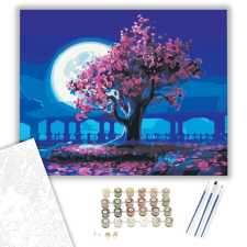 Számfestő.hu Magányos Fa a Teliholdnál - számfestő készlet – 40×50 cm (Keretre feszítve) kreatív és készségfejlesztő