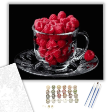 Számfestő.hu Málna üvegpohárban - számfestő készlet – 40×50 cm (Keretre feszítve) kreatív és készségfejlesztő