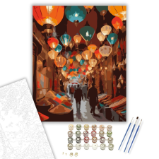 Számfestő.hu Marrákesi Bazár Színkavalkád - számfestő készlet – 40×50 cm (Keretre feszítve) kreatív és készségfejlesztő