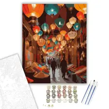 Számfestő.hu Marrákesi Bazár Színkavalkád - számfestő készlet – 60×70 cm (Keret nélkül) kreatív és készségfejlesztő
