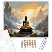 Számfestő.hu Meditáló Buddha Hegytetőn - számfestő készlet – 40×50 cm (Keretre feszítve) kreatív és készségfejlesztő