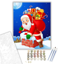 Számfestő.hu Mikulás a kéményen- számfestő készlet – 40×50 cm (Keretre feszítve) kreatív és készségfejlesztő