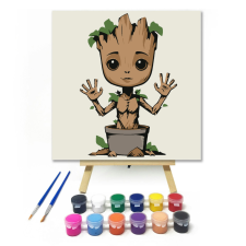 Számfestő.hu Mosolygó kis fa - gyerek számfestő készlet – 20×20 cm (Keretre feszítve) kreatív és készségfejlesztő