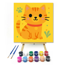 Számfestő.hu Mosolygós Cirmos Cica - gyerek számfestő készlet – 50×50 cm (Keretre feszítve) kreatív és készségfejlesztő