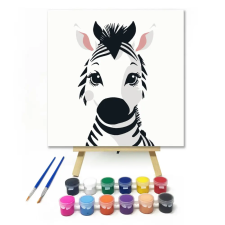 Számfestő.hu Mosolygós kis zebra - gyerek számfestő készlet – 40×40 cm (Keret nélkül) kreatív és készségfejlesztő