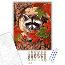 Számfestő.hu Mosómedve a fán - számfestő készlet – 40×50 cm (Keretre feszítve) kreatív és készségfejlesztő