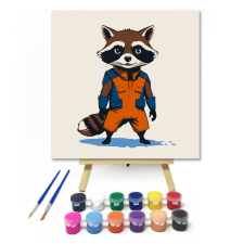 Számfestő.hu Mosómedve misszióban - gyerek számfestő készlet – 20×20 cm (Keretre feszítve) kreatív és készségfejlesztő