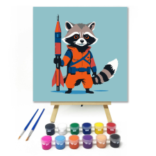 Számfestő.hu Mosómedve űrkalandja - gyerek számfestő készlet – 20×20 cm (Keretre feszítve) kreatív és készségfejlesztő