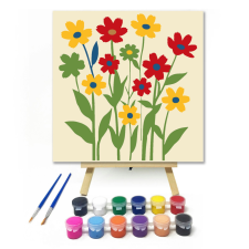 Számfestő.hu Napfényes kert - gyerek számfestő készlet – 20×20 cm (Keretre feszítve) kreatív és készségfejlesztő