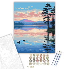 Számfestő.hu Napkelte a Tó Felett - számfestő készlet – 80×100 cm (Keretre feszítve) kreatív és készségfejlesztő
