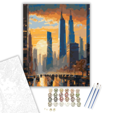 Számfestő.hu Napkelte a Város Felett - számfestő készlet – 40×50 cm (Keretre feszítve) kreatív és készségfejlesztő