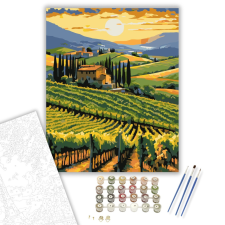 Számfestő.hu Naplemente a Toszkán Szőlőskertben - számfestő készlet – 40×50 cm (Keretre feszítve) kreatív és készségfejlesztő