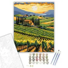 Számfestő.hu Naplemente a Toszkán Szőlőskertben - számfestő készlet – 50×60 cm (Keretre feszítve) kreatív és készségfejlesztő